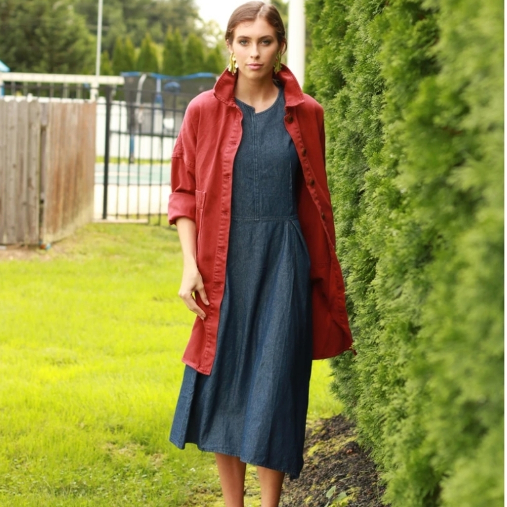 Lightweight denim jean midi dress Junees